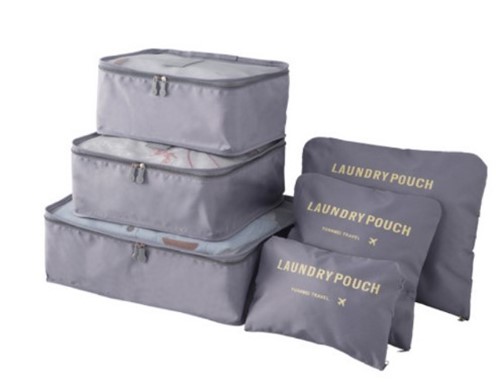 Clothing storage cube bags with laundry pouches 6 PCS - Gray